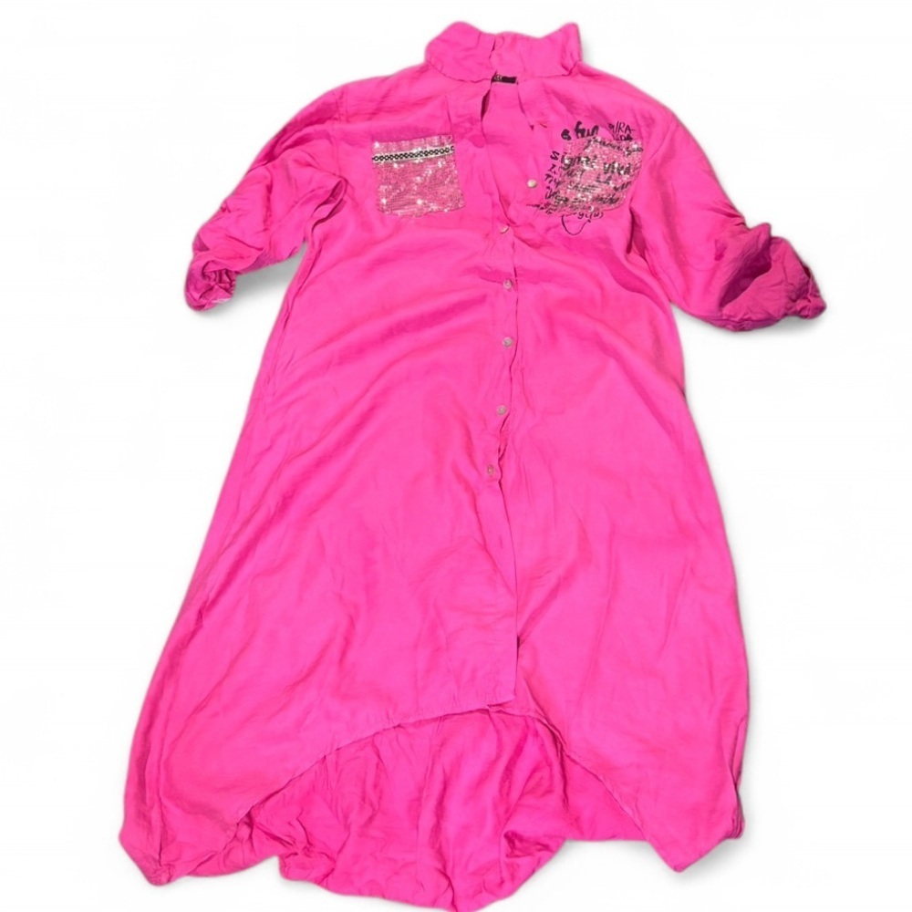 High Low Pink Dress with Billowy Design